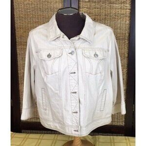 Desert Denim Avenue Jean Jacket 3/4 Sleeves Tan size 22/24